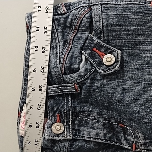 Candies Stretch Denim Capri Jeans Pink Stitching Rhinestone Buttons & Accents 12 - Picture 8 of 11